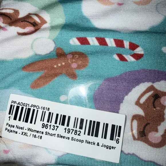 Papa Noel - women short sleeve scoop neck/ jogger. Pj set XXL NWT/package - Picture 2 of 4